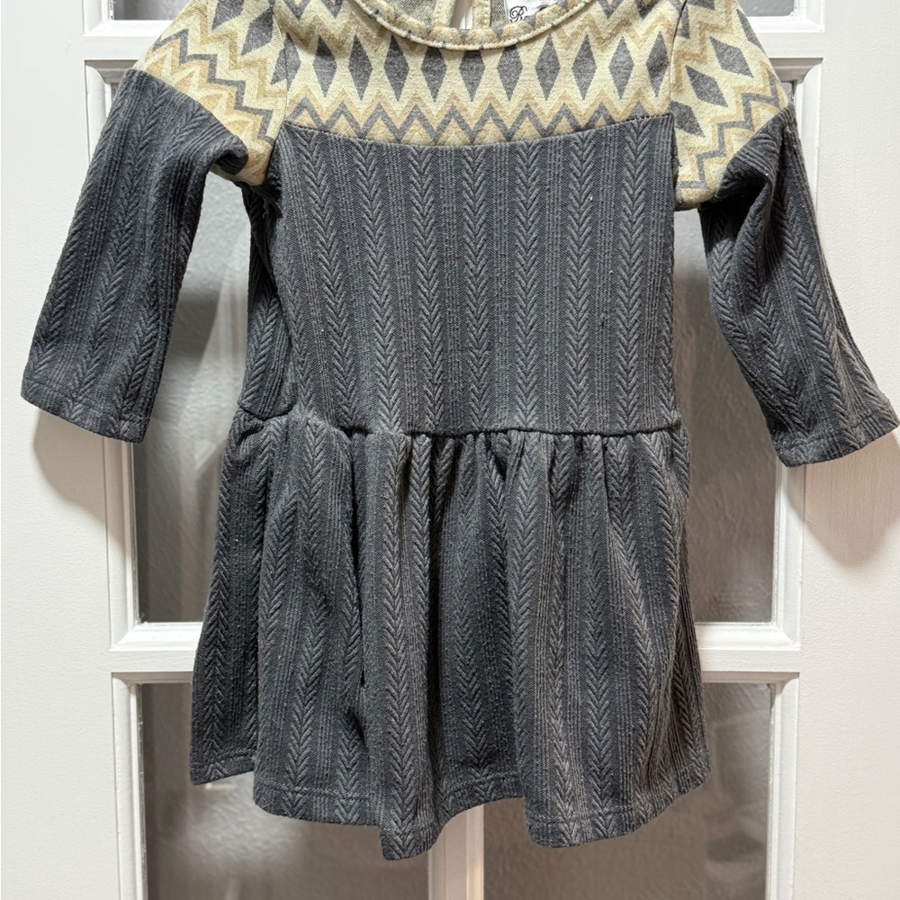 Rare Editions Gray and Gold Chevron Dress - Picture 2 of 5